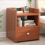 Modern Wooden Bedside Table with Drawer & Open Shelf