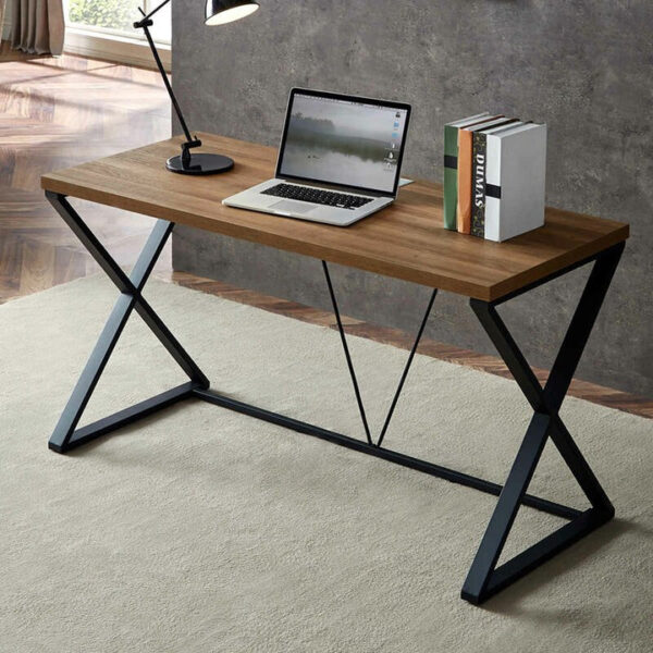 X-Frame Industrial Study Table – MDF with Powder-Coated Steel P#-032