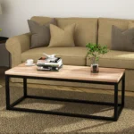 Modern Black Frame Coffee Table | Wooden top P#-030