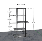 5-Tier Slim Black Metal ; Lminated wood Bookshelf – Tall Display Shelf P#-040 - Image 4