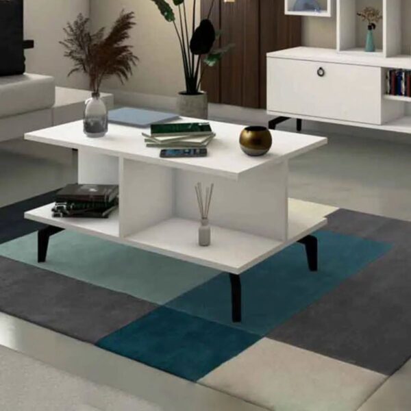 Modern White Coffee Table with Storage