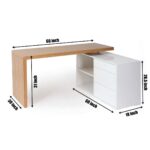 Modern L-Shaped Rotating Computer Desk with Storage Cabinet - Image 2