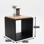 Minimalist Floating-Top Cube Nightstand (Oak & Black) - Image 2