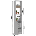 Tall White Narrow Storage Tower with Open Shelves & Cabinet Door - Image 2