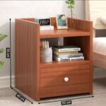Modern Wooden Bedside Table with Drawer & Open Shelf - Image 2
