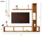 Modern Floating TV Unit with Asymmetrical Shelving Tower - Image 2