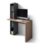 Modern Computer Desk with Tall Bookshelf – Compact Study & Home Office Table P#-064
