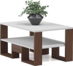 Modern Minimalist Coffee Table – Sleek White & Walnut Design - Image 3