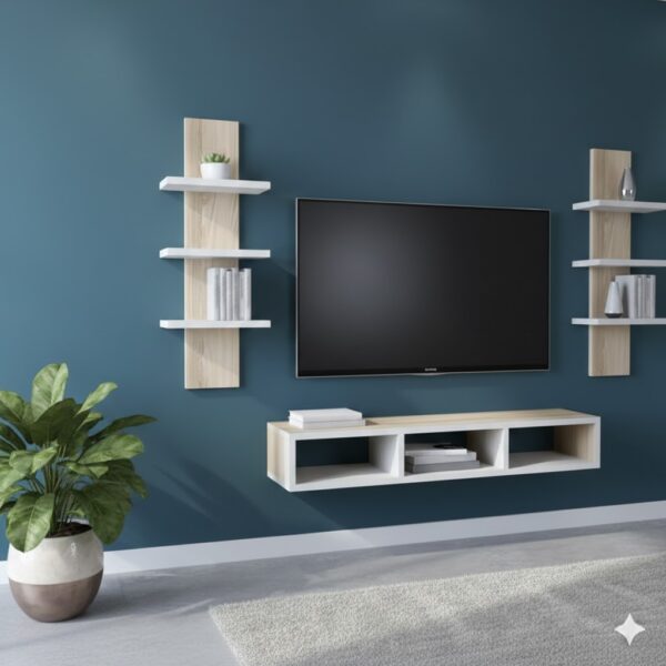 Modern Floating TV Stand with Wall-Mounted Display Shelves P#-075