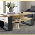 Modern Two-Tier Coffee Table - Light Wood & Black