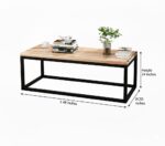 Modern Black Frame Coffee Table | Wooden top P#-030 - Image 2