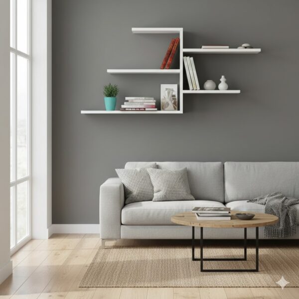 Modern Geometric Floating Wall Shelf | Multi-Tier Display & Storage P#-071