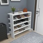 Modern White 5-Tier Open Shoe Rack Organizer - Image 4