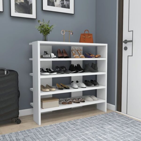 Modern White 5-Tier Open Shoe Rack Organizer