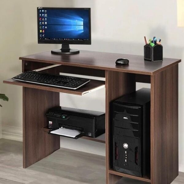 Compact Computer Table with Sliding Keyboard Tray & CPU Compartment