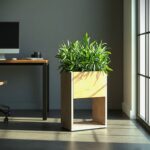 Modern Elevated Two-Tone MDF Planter Stand with Open Shelf