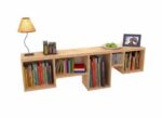 Modern Staggered Floating Wall Shelf Cube Display Unit – Natural Wood Finish - Image 3