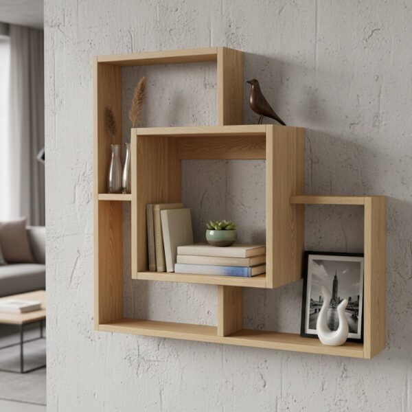 Interlocking Floating Wall Shelf – Modern Geometric MDF Display