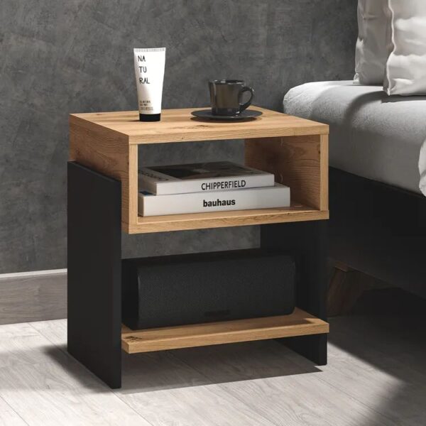 Modern Two-Tone Bedside Table with Open Storage