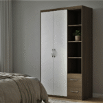 Modern 45" Wide Wardrobe With Side Display Shelves