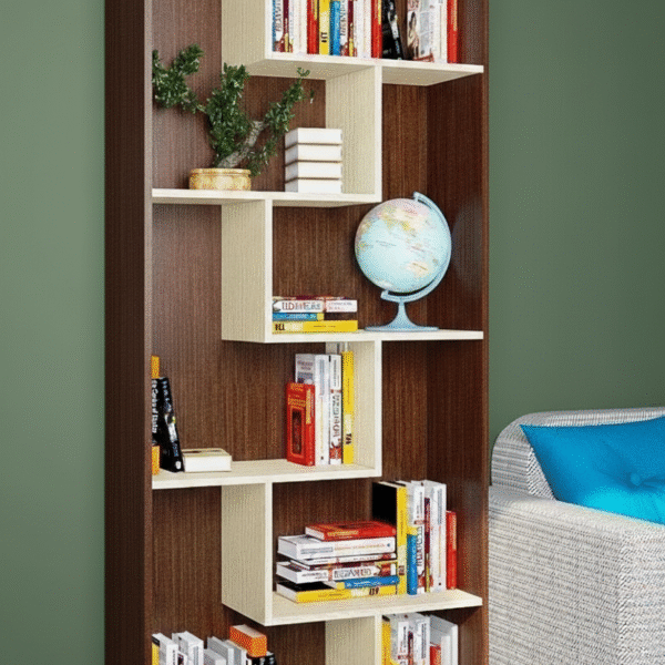 Modern Two-Tone Tall Bookshelf | Open Shelf Storage