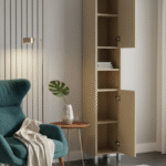 78" Tall Narrow Freestanding Storage Cabinet with Doors and Shelves