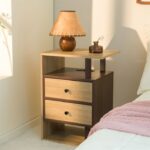 Modern Stylish Two-Tone Side Table with 2 Drawers & Open Shelf - Image 4