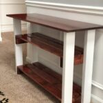 Contemporary Entryway Console Table - Two-Tier Slatted Design