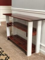 Contemporary Entryway Console Table - Two-Tier Slatted Design