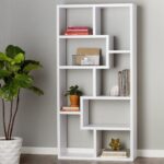 Modern 5ft White Geometric Staggered Display Shelf