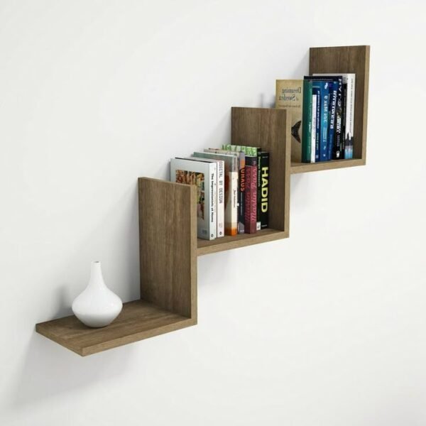 Modern 3-Tier Stair Floating Shelf – Step Wall Bookshelf