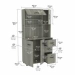 Modern Tall Bookshelf Cabinet with Drawers and Hutch - Image 2