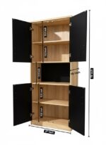 Modern Two-Tone Tall Storage Cabinet with Open Display Shelf - Image 2