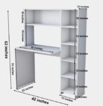 Modern White Study Desk with Built-in Shelves | 42" Computer Workstation with Ample Storage - Image 2