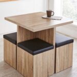 Compact Modern Square Dining Set with 4 Stools – Space-Saving For Kitchen Table