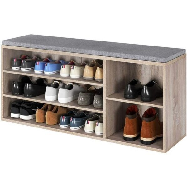Modern Shoe Storage Bench with Cushioned Seat