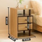 Modern Stylish Two-Tone Side Table with 2 Drawers & Open Shelf - Image 2