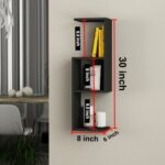 30" Black MDF Floating Wall Shelf – 3 Tier Asymmetrical Modern Decor Shelf - Image 2
