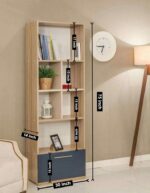Modern Asymmetrical Tall Bookshelf with Drawer - Image 2
