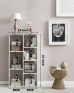 Modern White Staggered Bookshelf | Open Shelf Organizer - Image 3