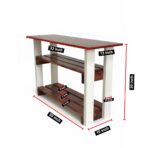 Contemporary Entryway Console Table - Two-Tier Slatted Design - Image 2