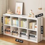 Modern White 8-Compartment Cube Bookcase – 48" Wide Storage Organizer - Image 2