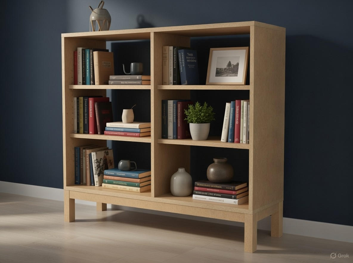 bookshelf03 48" Modern Asymmetrical Open Bookcase -MDF Freestanding Shelf - Image 1