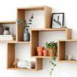 5 interlocking floating wall shelves | unique geometric arrangement