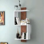 Modern S-Shaped Floating Wall Shelf – MDF White & Walnut Wood Accent
