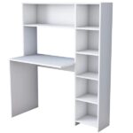 Modern White Study Desk with Built-in Shelves | 42" Computer Workstation with Ample Storage - Image 3