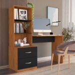 Stylish Computer Desk with integrated hutch bookshelf and storage