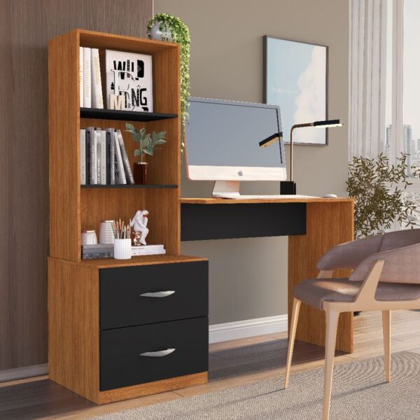 Stylish Computer Desk with integrated hutch bookshelf and storage