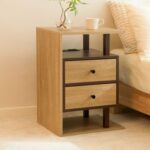 Modern Stylish Two-Tone Side Table with 2 Drawers & Open Shelf - Image 3