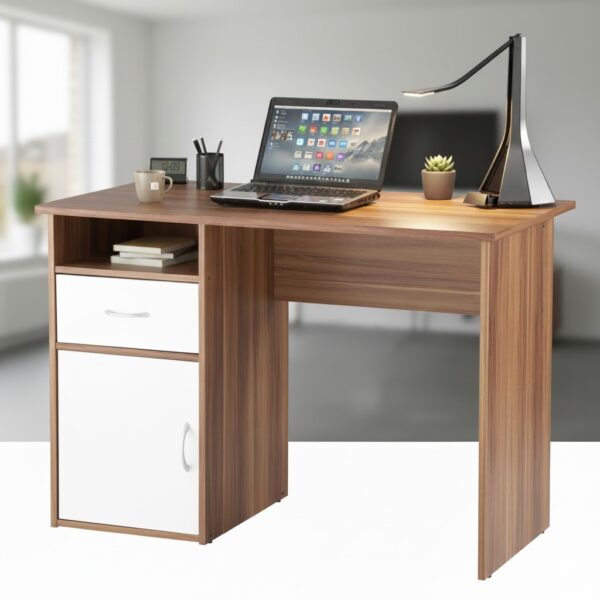 Modern 42-Inch Computer Desk with Storage Cabinet and Drawer